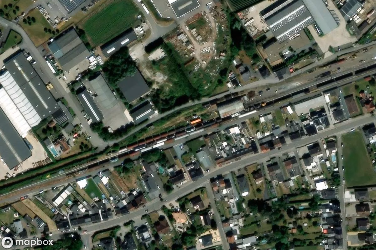 Aerial satellite view of Orient Express 2, an abandoned in Dendermonde, Belgium