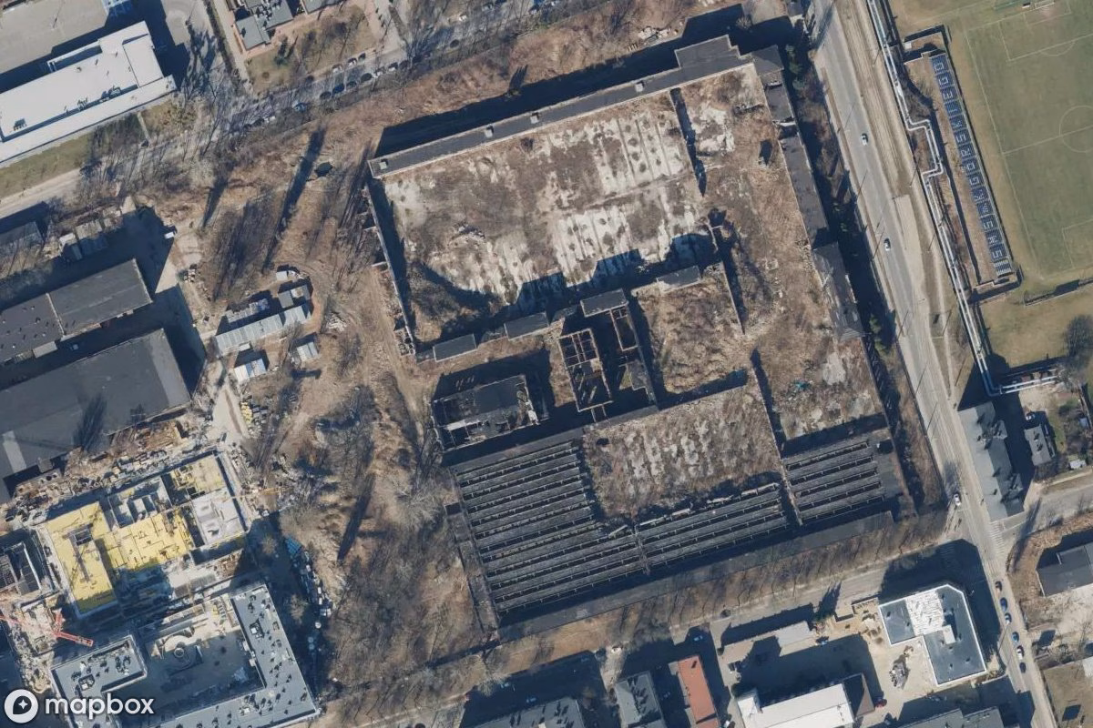 Vista aérea por satélite de Uniontex, un Fábrica abandonado en Łódź, Polonia