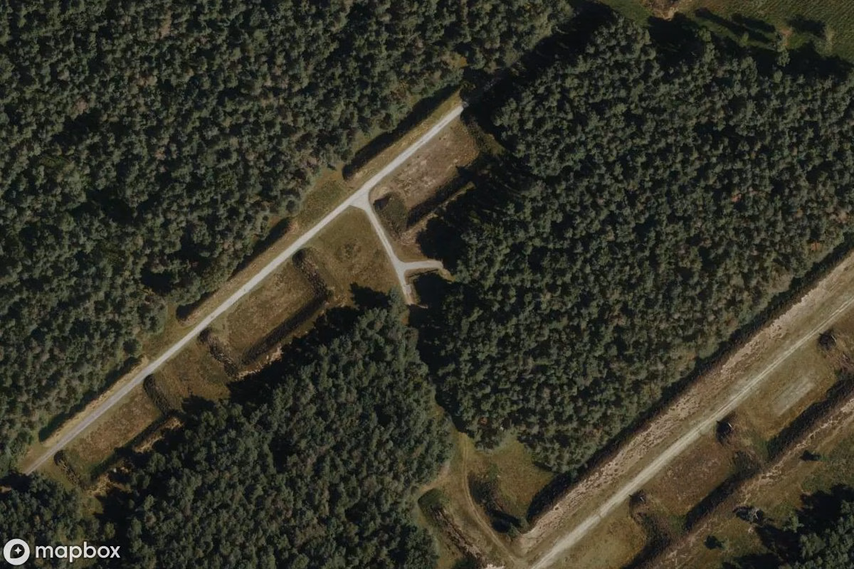 Aerial satellite view of Munitionsbunker/Depot, an abandoned Bunker in Brüggen, Germany