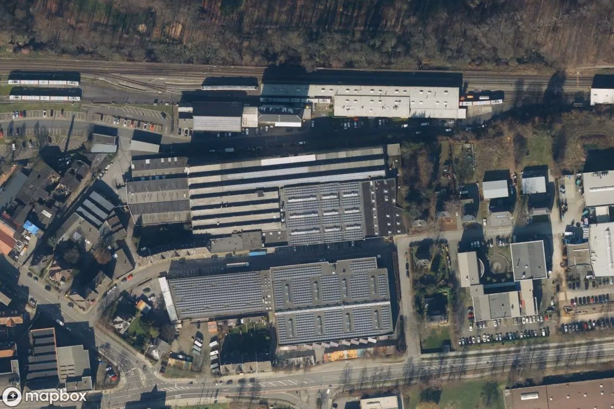 Satellitbillede set fra luften af Fabrik, et forladt Fabrik i Mettmann, Tyskland