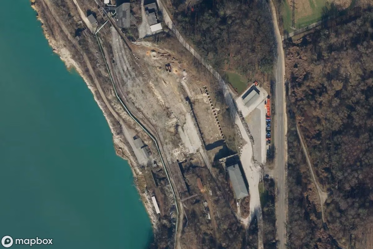 Satelitarny widok z lotu ptaka Kalksteinwerk, opuszczone Fabryka w Wülfrath, Niemcy