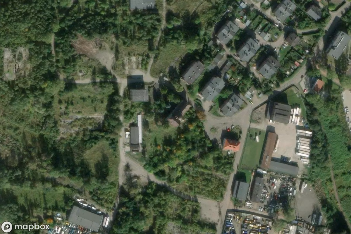 Aerial satellite view of Manoir XIXe, an abandoned Castle in Wałbrzych, Poland