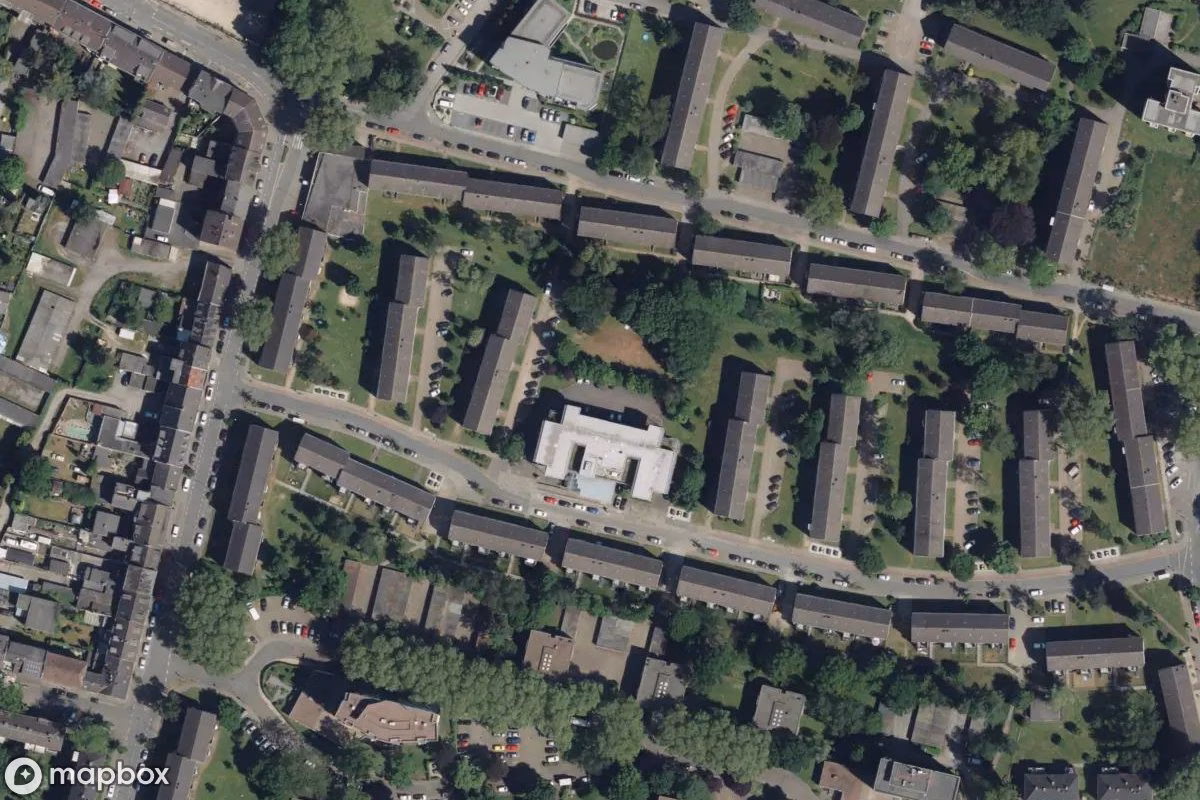 Aerial satellite view of Bunker, an abandoned Bunker in Oberhausen, Germany