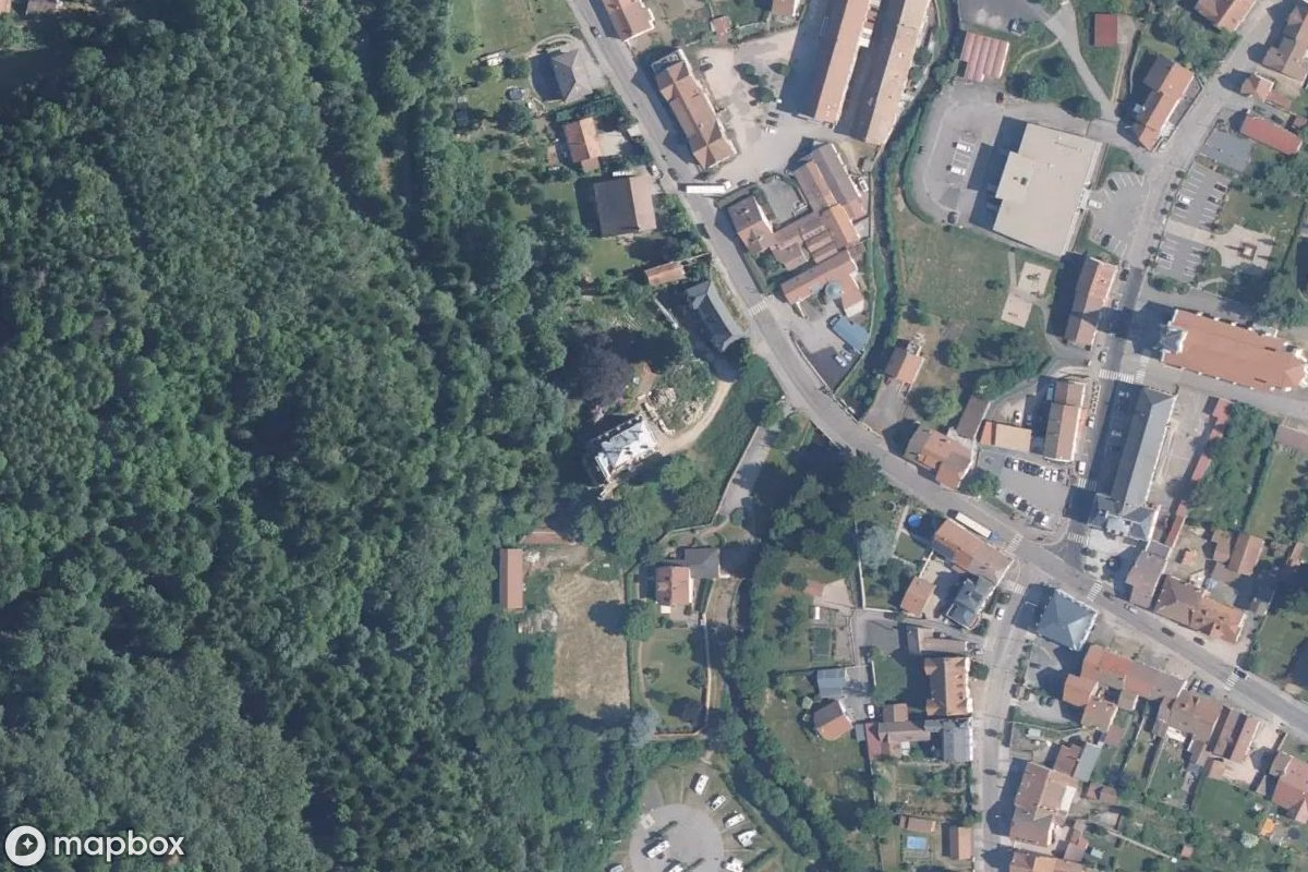 Aerial satellite view of Villa, an abandoned Residence in Plainfaing, France