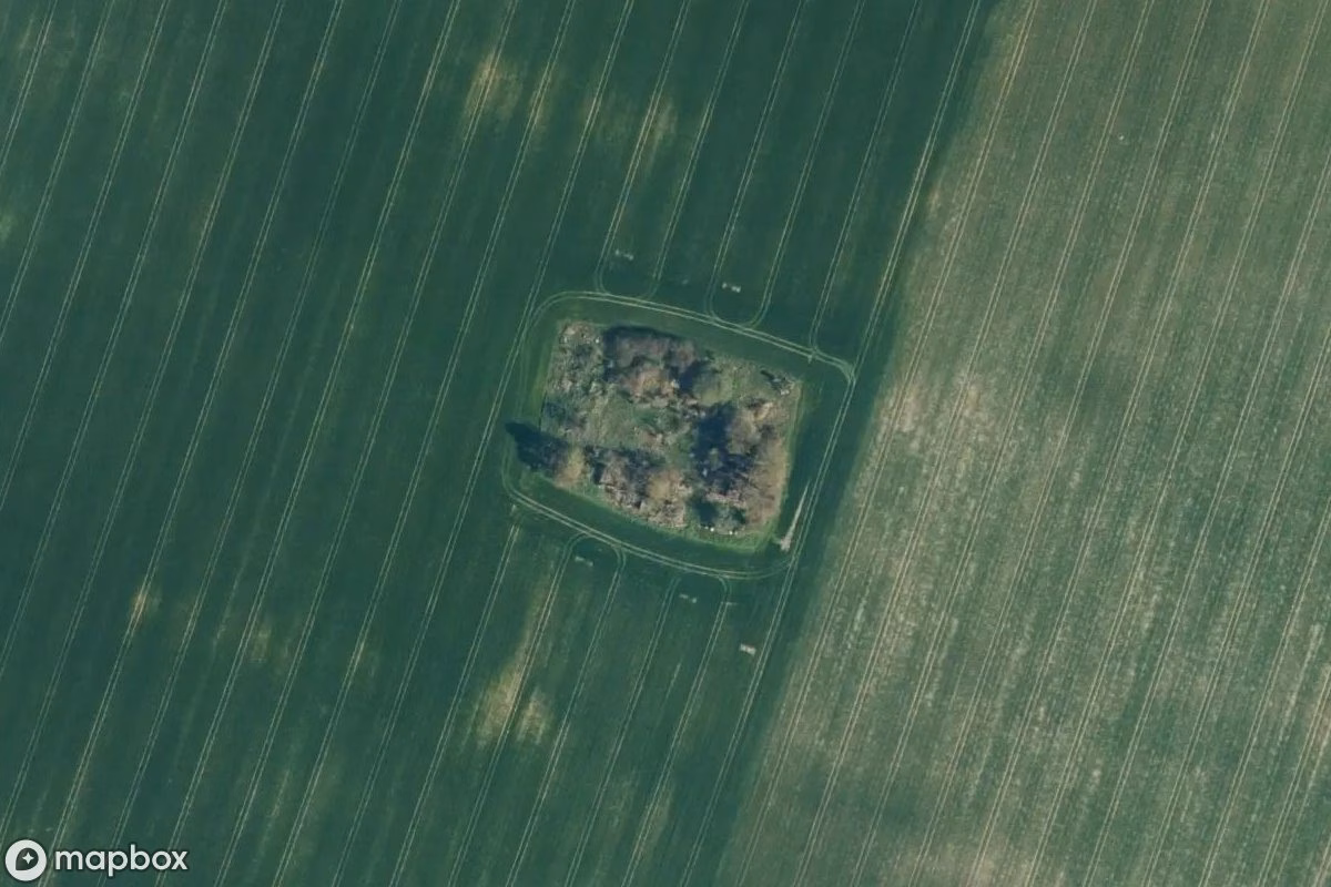 Aerial satellite view of Bauernhof, an abandoned Farm in Sonnenberg, Germany