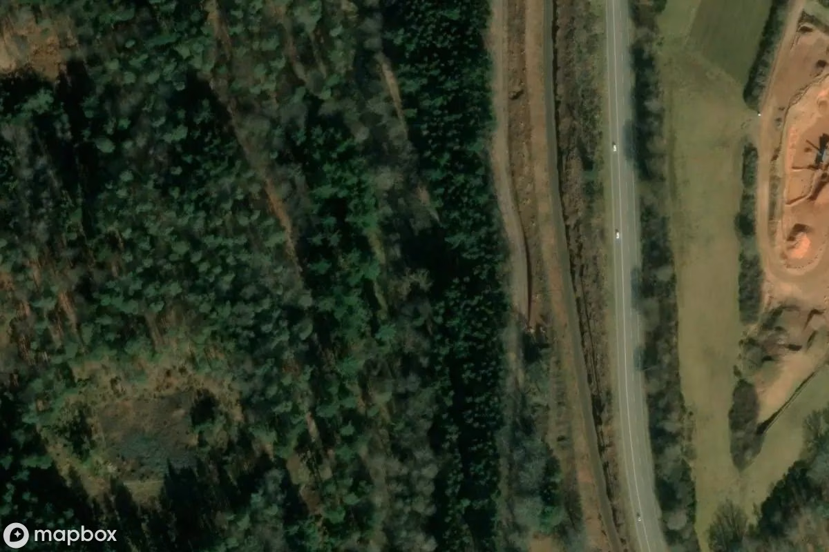 Satellitbillede set fra luften af Schwarzpulver-Mühle, et forladt Fabrik i Schopp, Tyskland