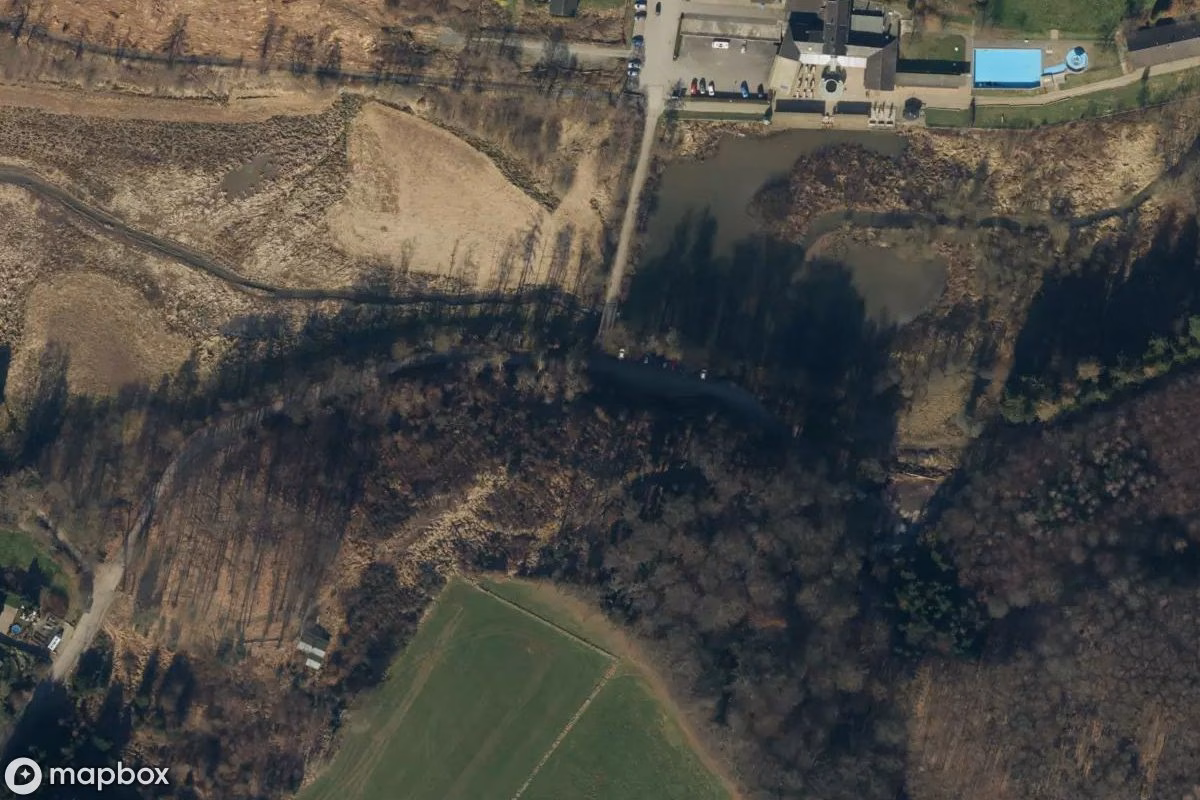 Satelitní letecký pohled na Bergruine, opuštěné Zřícenina v Leverkusen, Německo