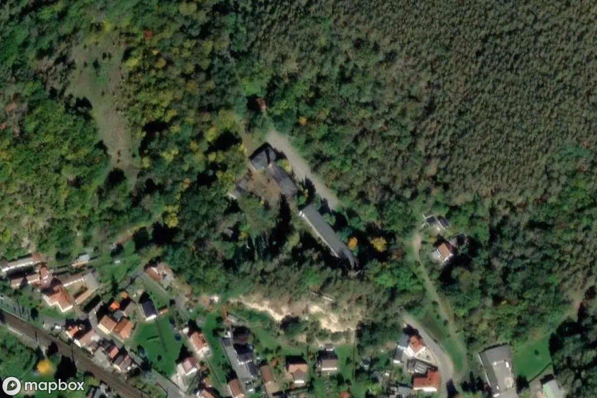 Aerial satellite view of Ferienlager, an abandoned  in Saalfeld/Saale, Germany