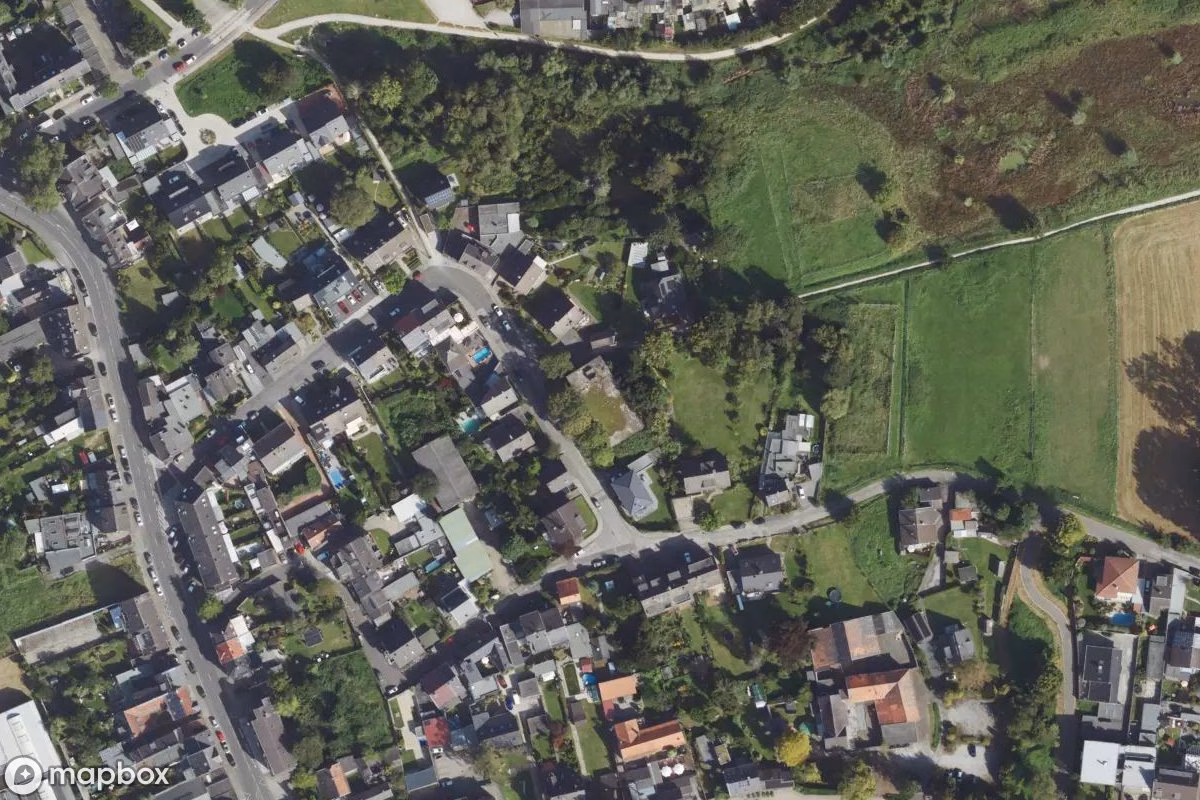 Satelitní letecký pohled na Hochbunker, opuštěné Bunkr v Mönchengladbach, Německo