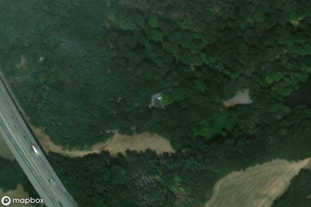 Aerial satellite view of Pumpenhäuschen, an abandoned  in Bell, Germany