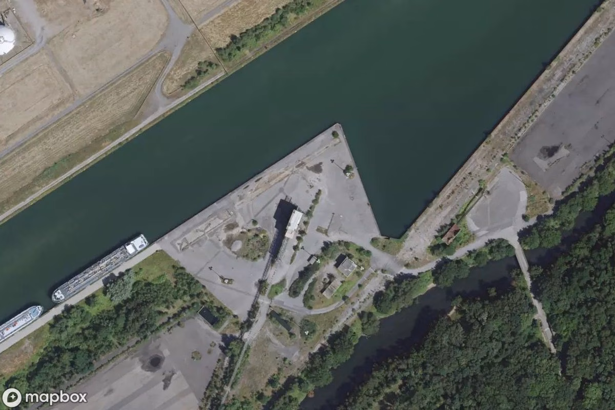 Satelitní letecký pohled na Kohleverladung, opuštěné Průmyslový objekt v Marl, Německo