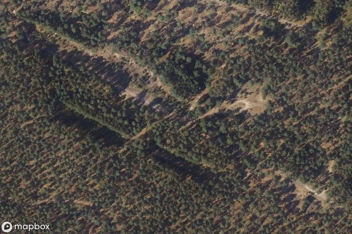 Satellitbillede set fra luften af Bunker, et forladt Bunker i Löpten, Tyskland