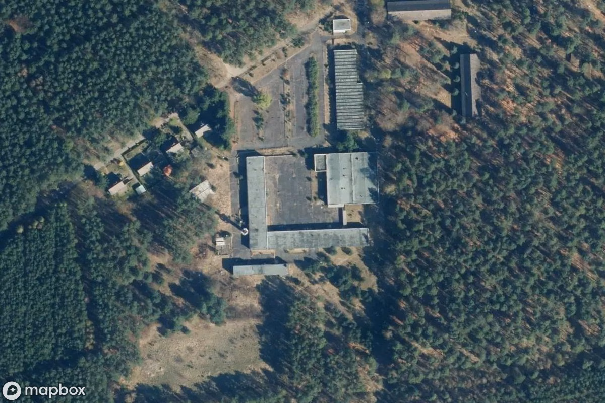 Aerial satellite view of Ferienlager, an abandoned  in Neuruppin, Germany