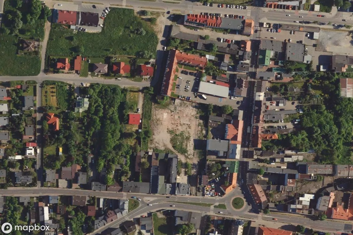 Aerial satellite view of Ölmühle, an abandoned Factory in Konin, Poland