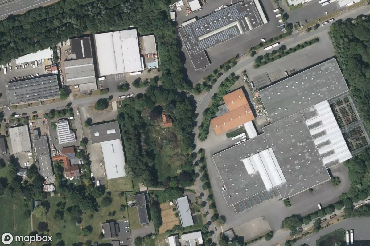 Aerial satellite view of Haus des Modellbauers, an abandoned in Hamm, Germany