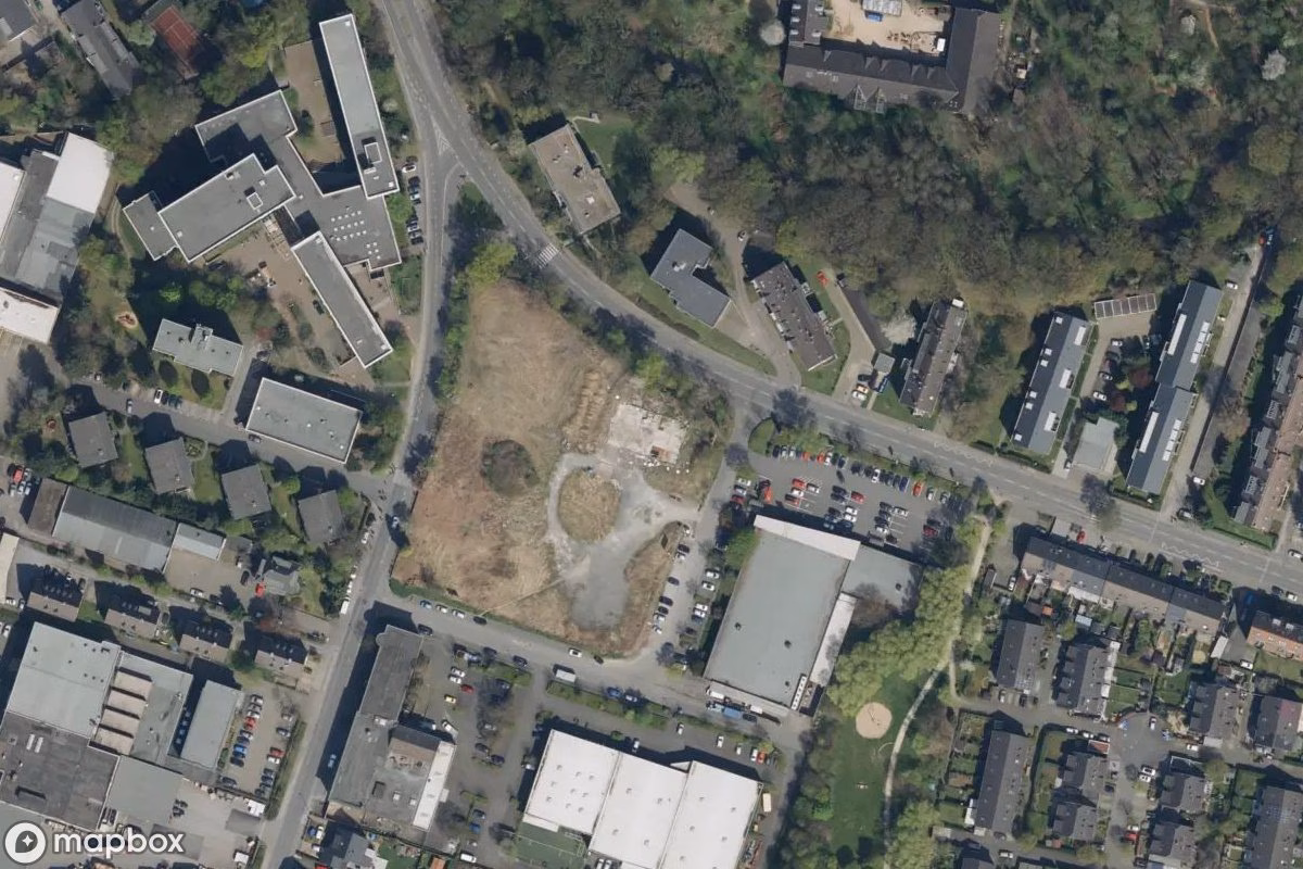 Satellitenansicht von Halle, eine verlassene Industrieanlage in Leverkusen, Deutschland