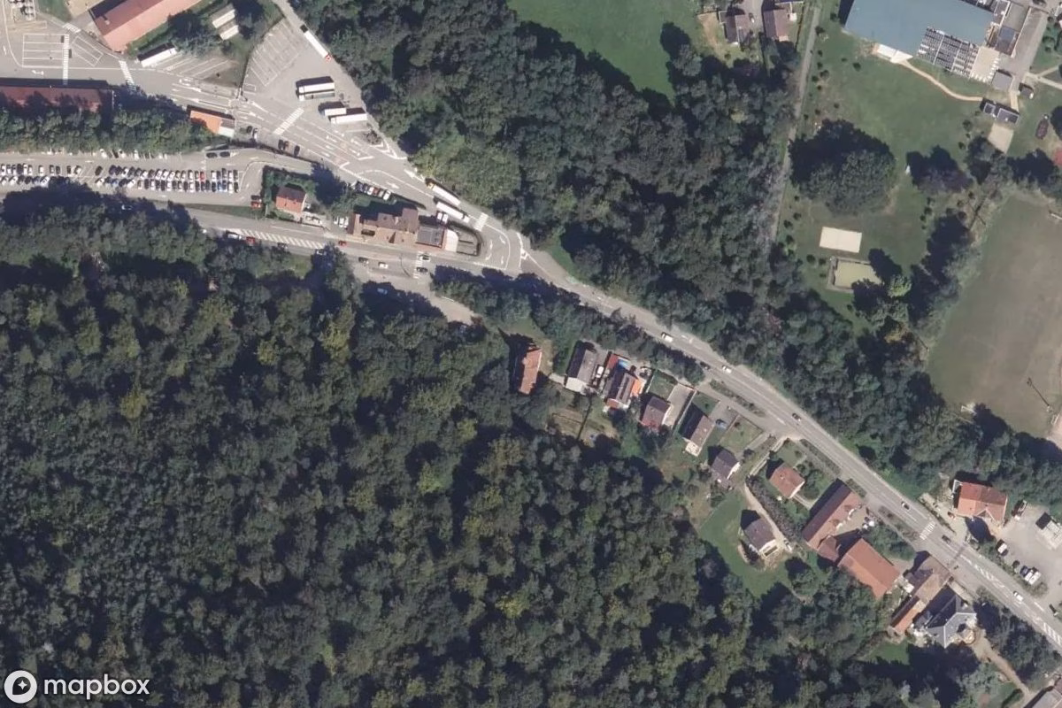 Aerial satellite view of Kapelle, an abandoned Church in Kaysersberg-Vignoble, France