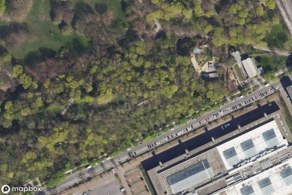 Aerial satellite view of Flakturm, an abandoned Tower in Berlin, Germany