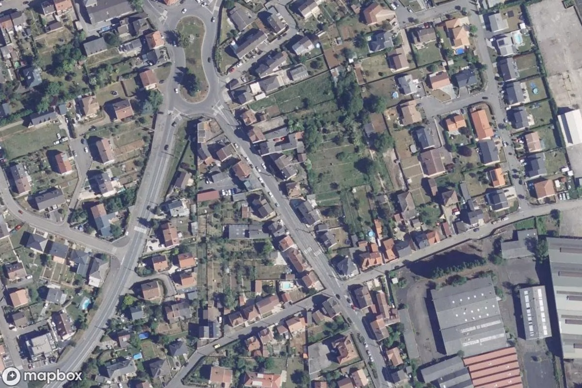 Aerial satellite view of Maison Neuve, an abandoned Residence in Mondelange, France