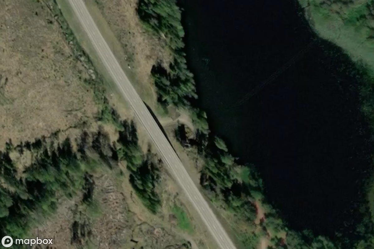 Aerial satellite view of Rutola Alte Holztransferstelle, an abandoned  in Lappeenranta, Russia