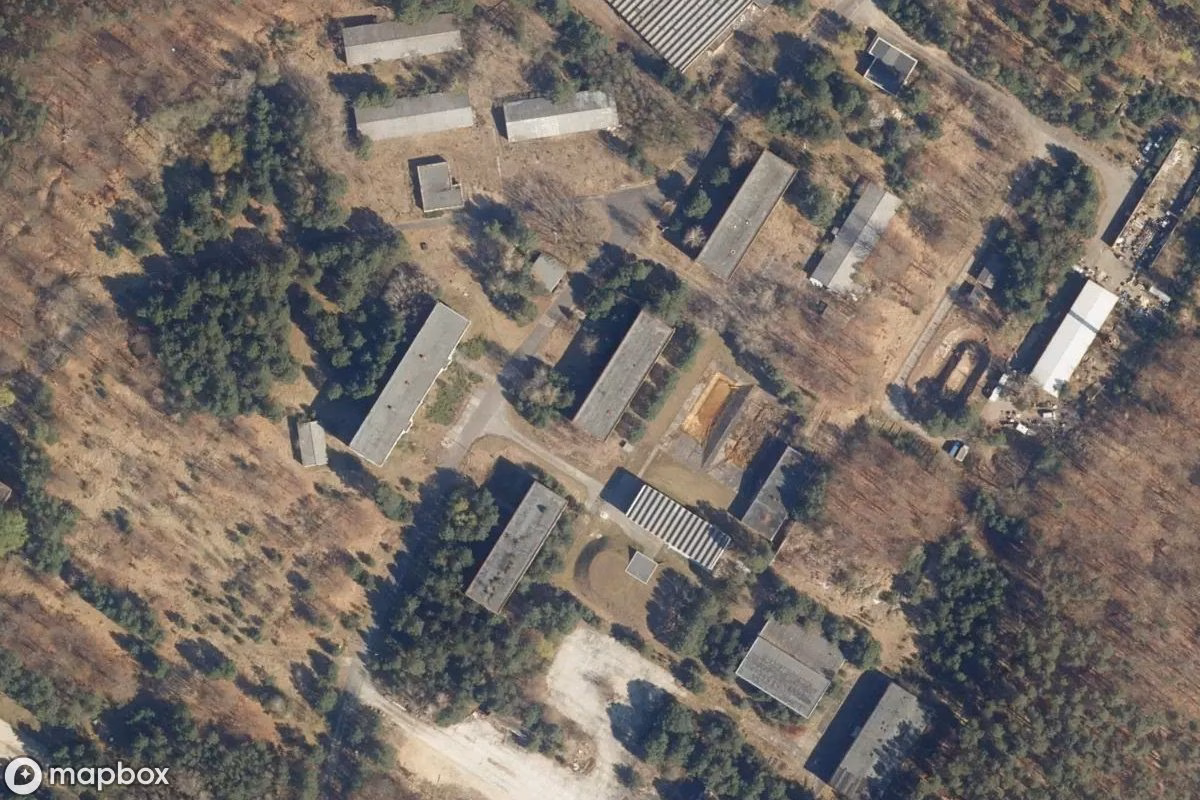 Satellitbillede set fra luften af Bunker 5001, et forladt Bunker i Prenden, Tyskland