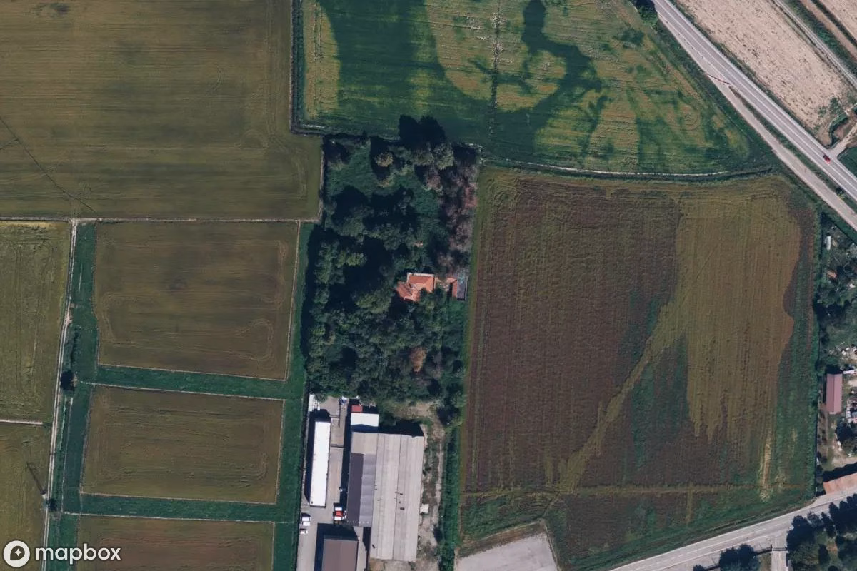 Aerial satellite view of Villa Santo, an abandoned Residence in Nibbia, Italy