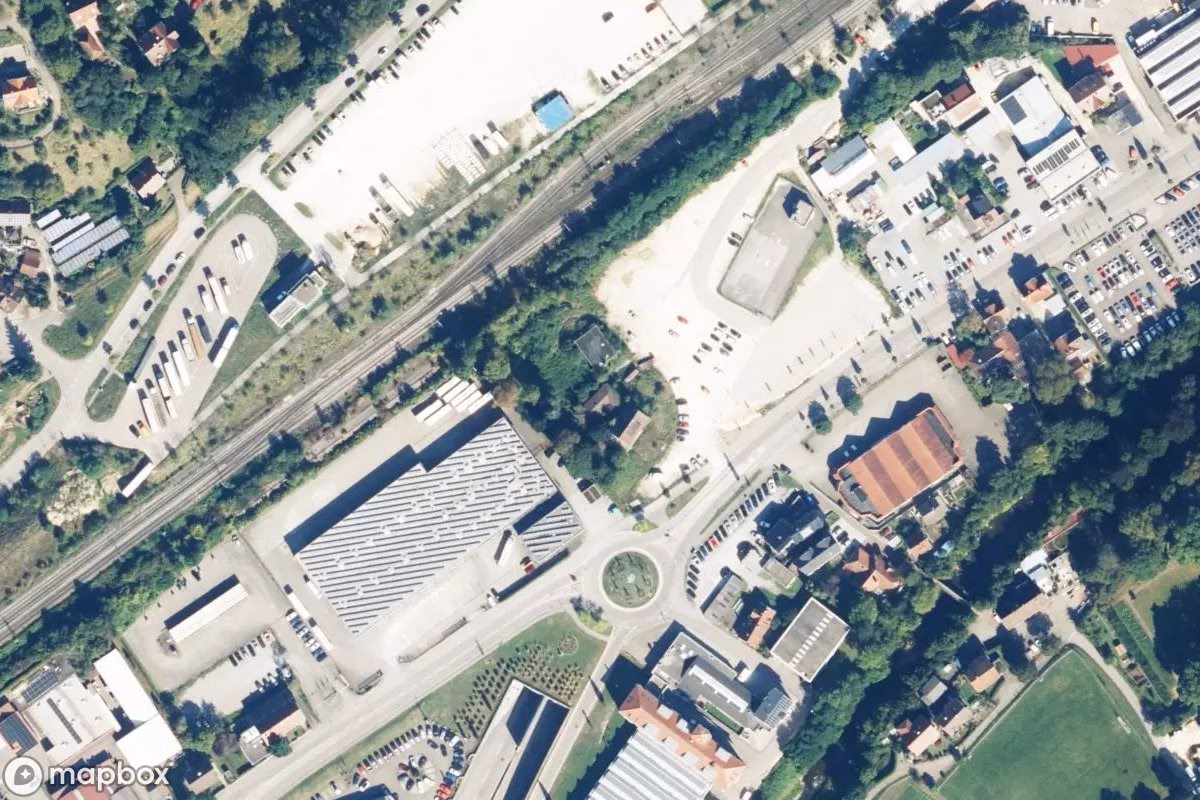 Satelitní letecký pohled na Villa, opuštěné Obytný dům v Schwäbisch Gmünd, Německo