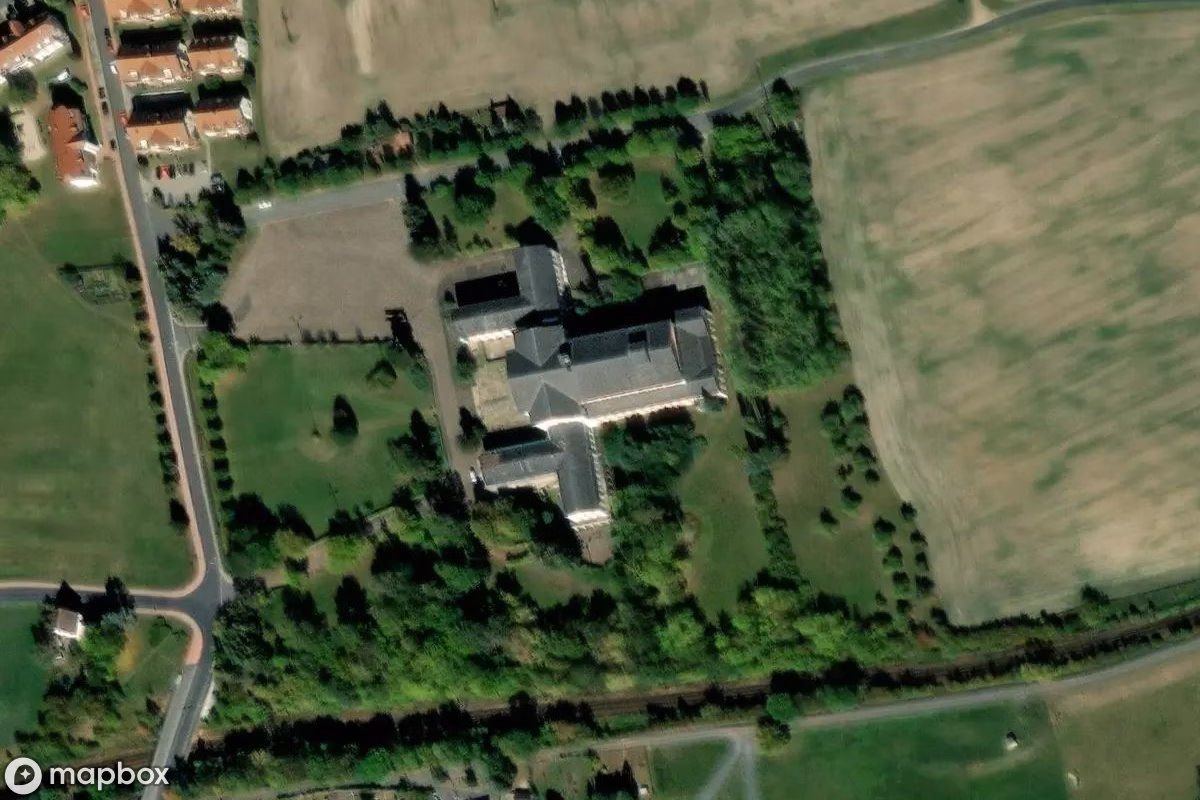 Aerial satellite view of Kulturpalast, an abandoned Theater in Oberwellenborn, Germany