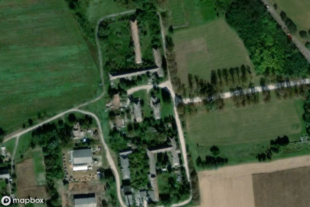 Aerial satellite view of Festetics-Kastell, an abandoned Castle in Keszthely, Hungary