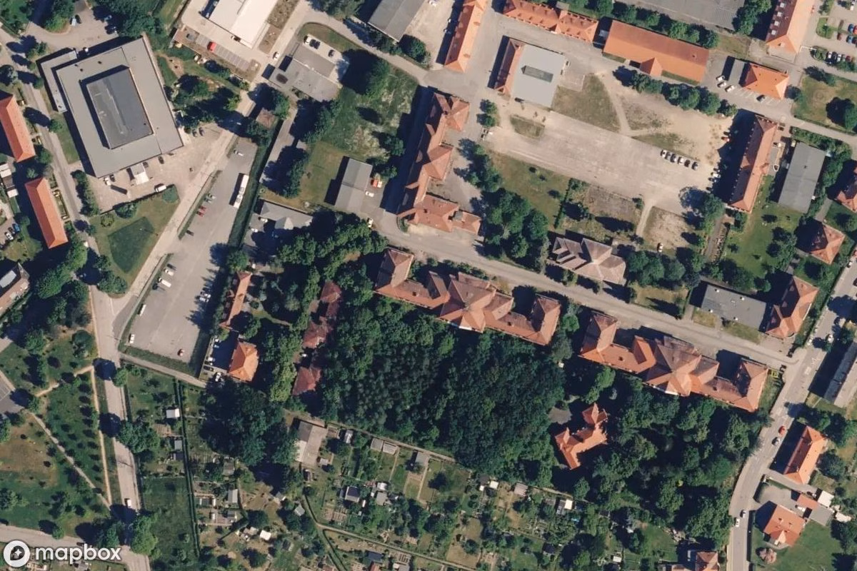 Satellittbilde fra luften av Nervenklinik Löbau, et forlatt Sykehus i Löbau, Tyskland