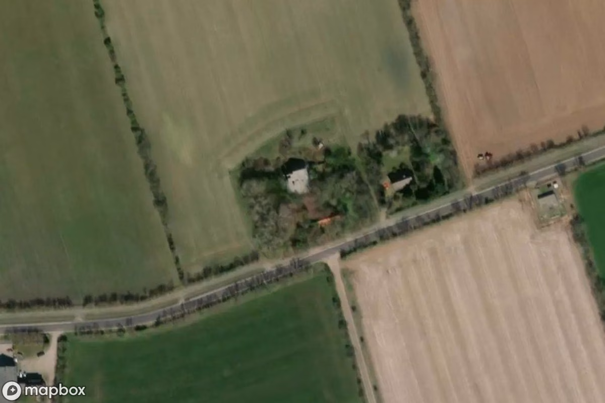 Satelitní letecký pohled na Bauernhof, opuštěné Statek v Handewitt, Německo