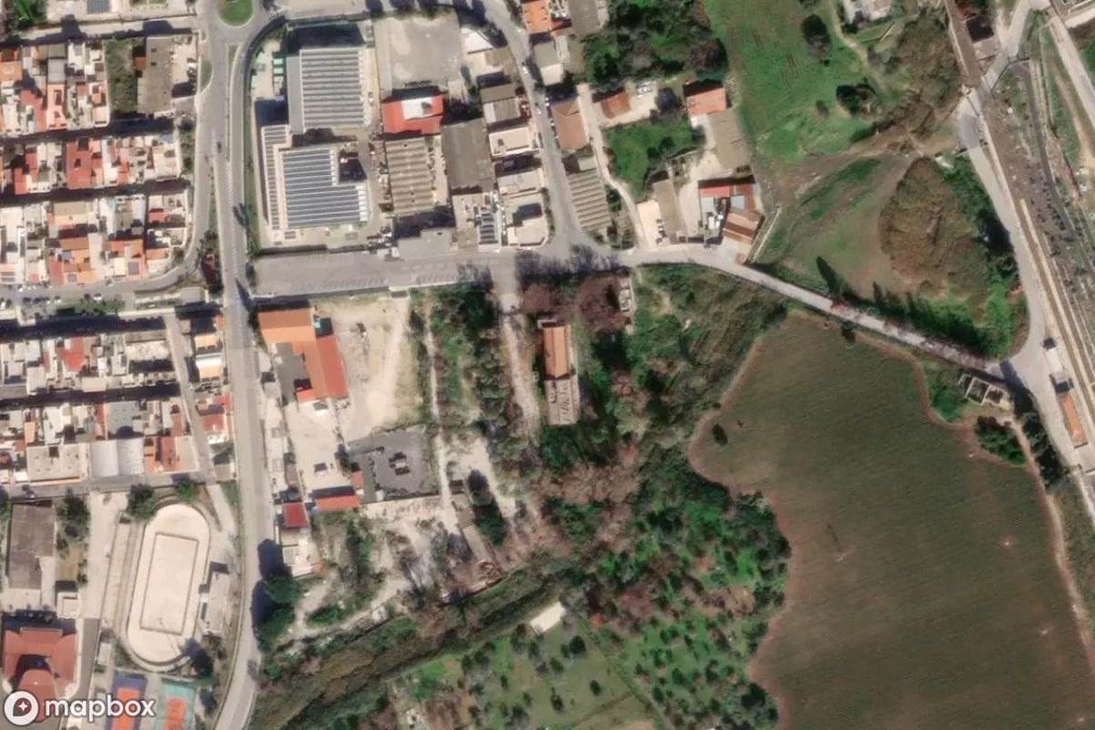 Aerial satellite view of Lost Place, an abandoned  in Priolo Gargallo, Italy