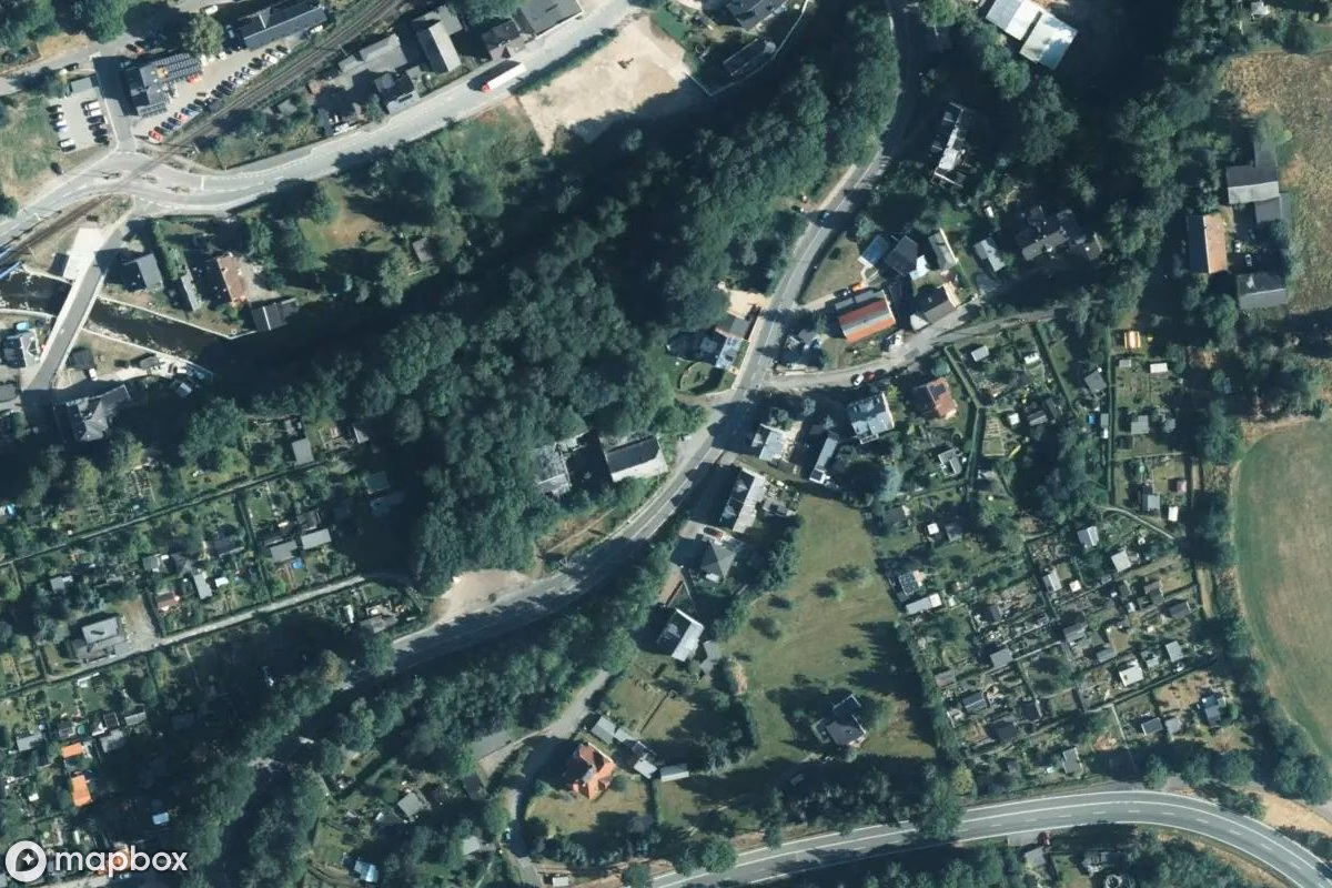 Satelitní letecký pohled na Gaststätte, opuštěné Restaurace v Chemnitz, Německo