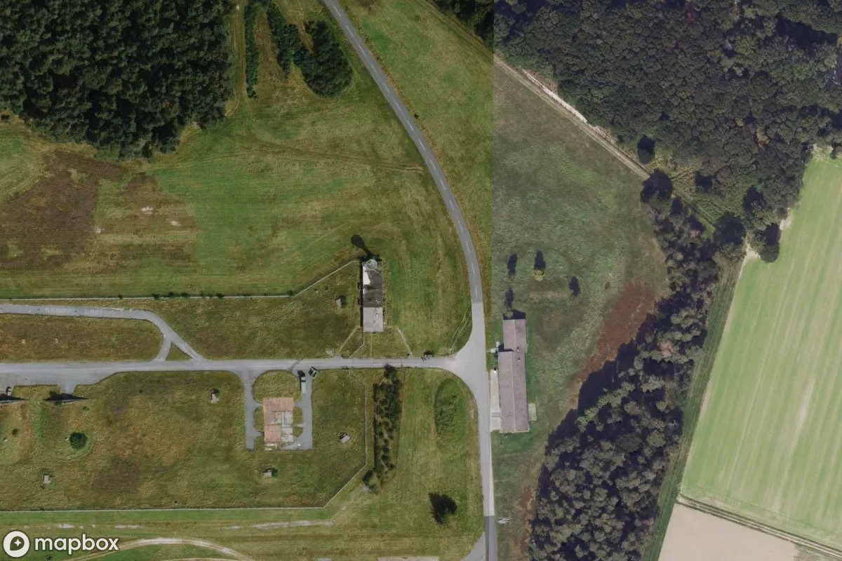 Aerial satellite view of NATO Tower, an abandoned in Geilenkirchen, Germany