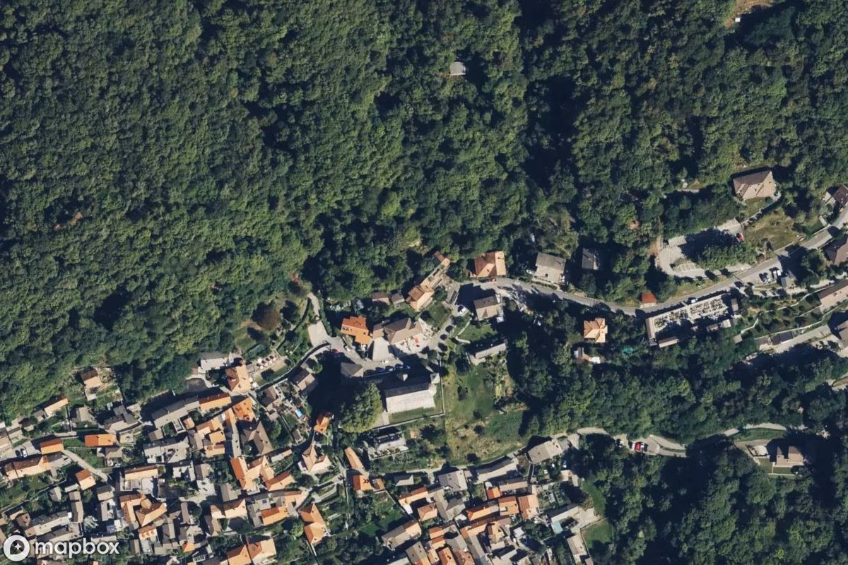 Aerial satellite view of Hotel Miramonti, an abandoned Hotel in Trarego Viggiona, Italy