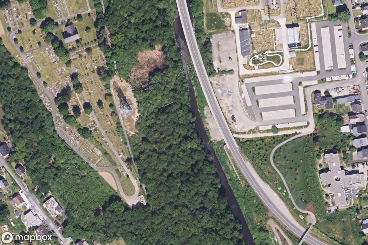 Satelitarny widok z lotu ptaka Luftschutzstollen, opuszczone Kopalnia w Siegen, Niemcy