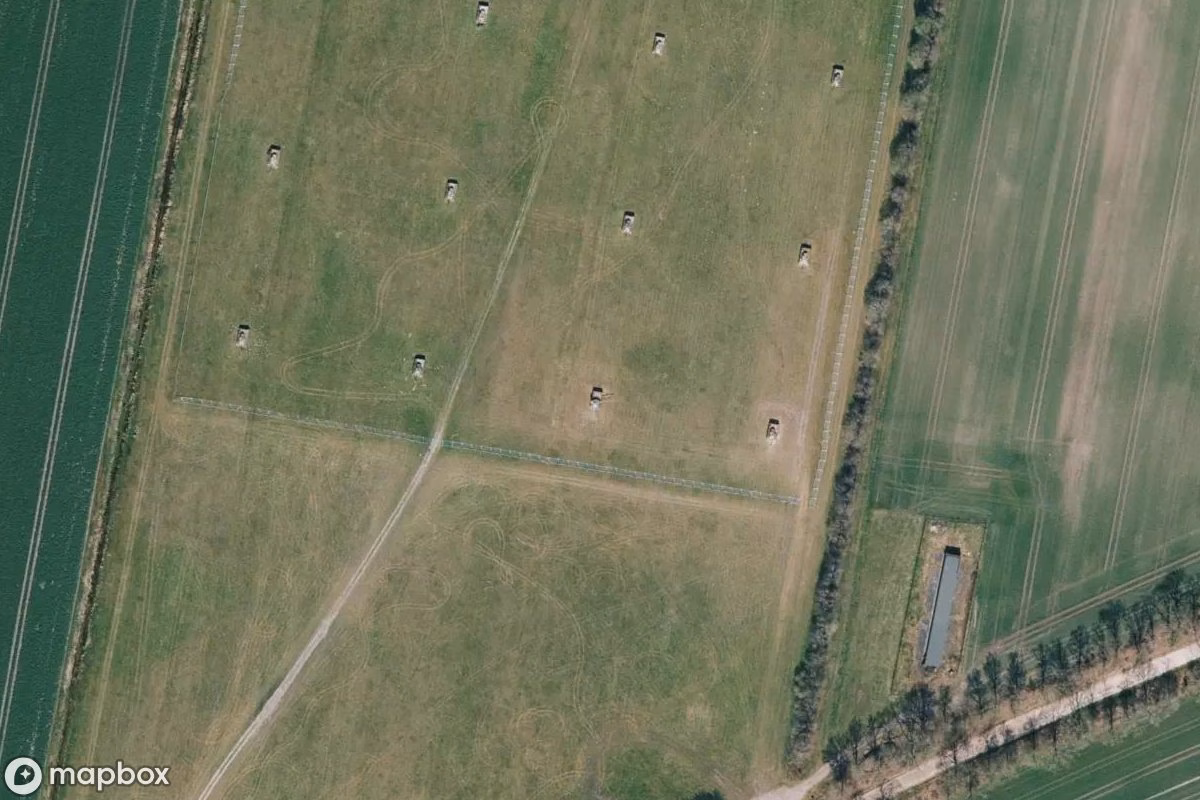 Satelitní letecký pohled na Panzer, opuštěné  v Sögel, Německo