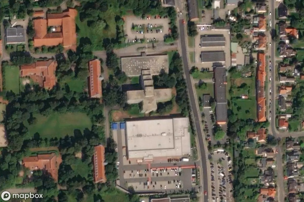 Aerial satellite view of Psychiatrie, an abandoned Hospital in Schleswig, Germany