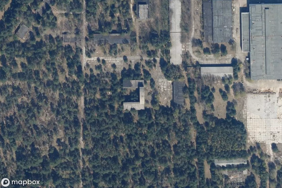 Satelitarny widok z lotu ptaka Versuchsanlage, opuszczone Obiekt przemysłowy w Am Mellensee, Niemcy