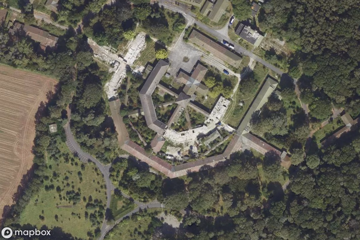 Vue aérienne satellite de RAF Hospital, un abandonné à Mönchengladbach, Allemagne