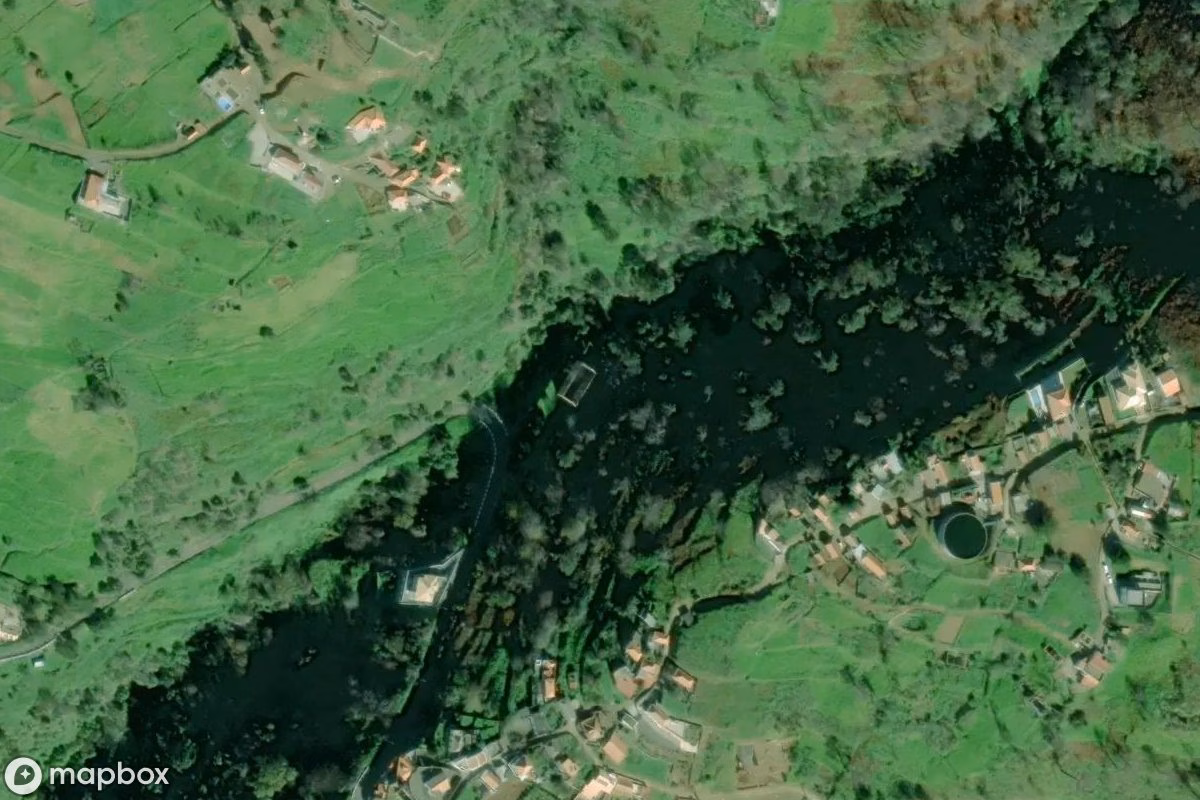 Aerial satellite view of Butterfabrik, an abandoned Factory in Calheta, Portugal