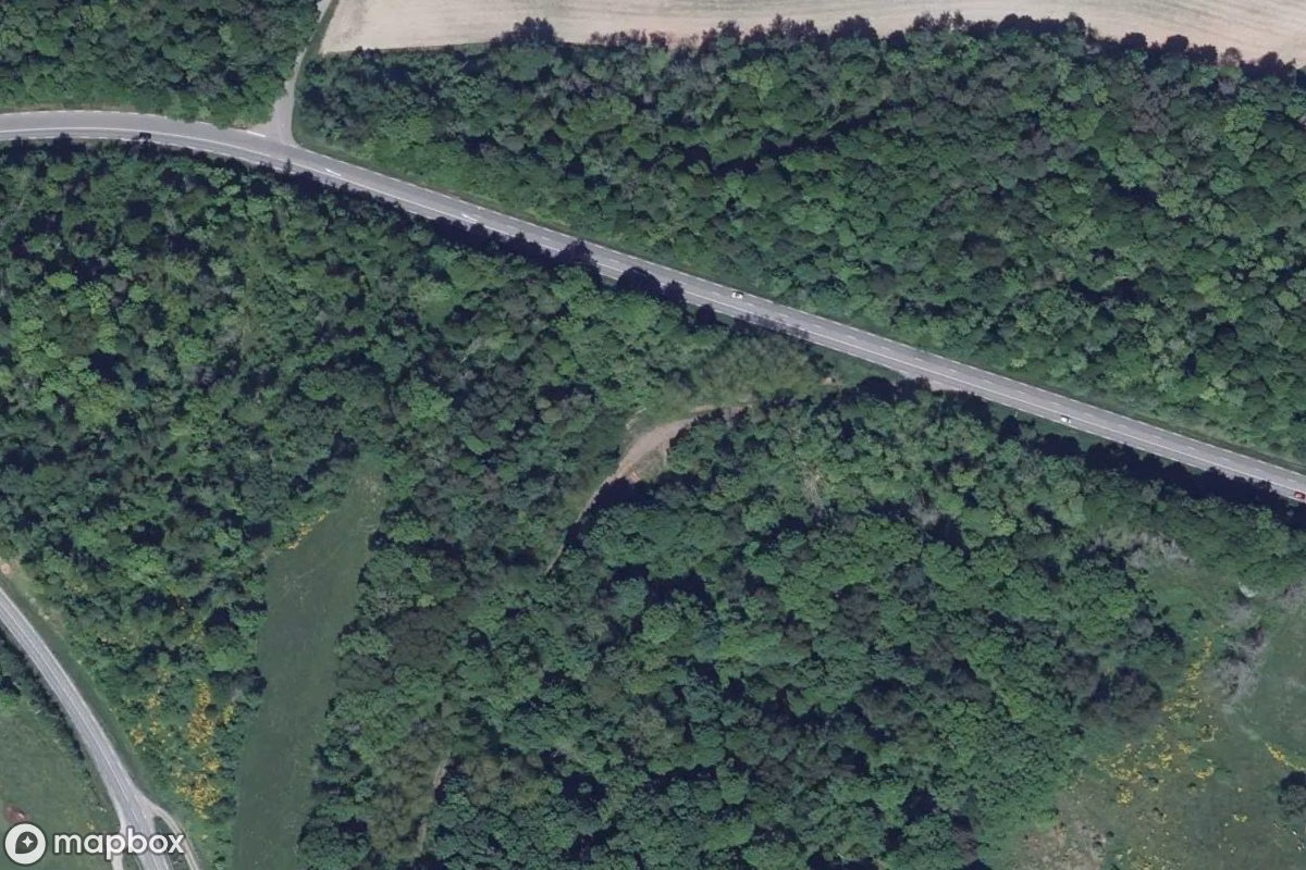 Satellitbild från luften av Artilleriewerk, en övergiven Militär anläggning i Bitche, Frankrike