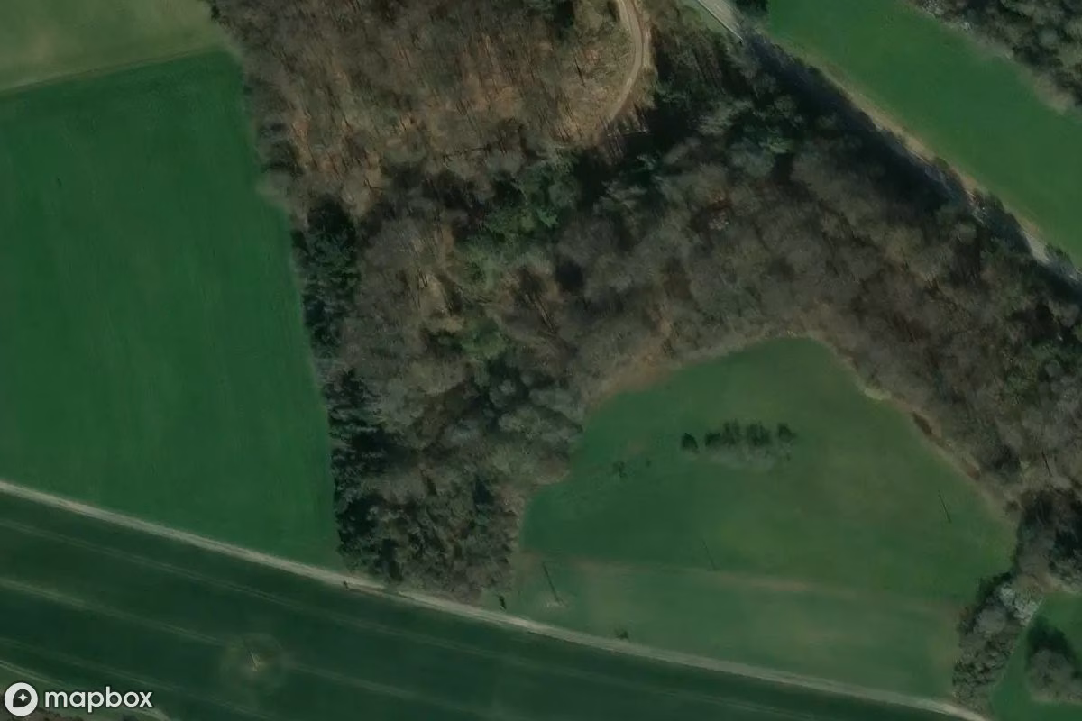 Vista aérea por satélite de Hohlgänge, un Búnker abandonado en Dellfeld, Alemania