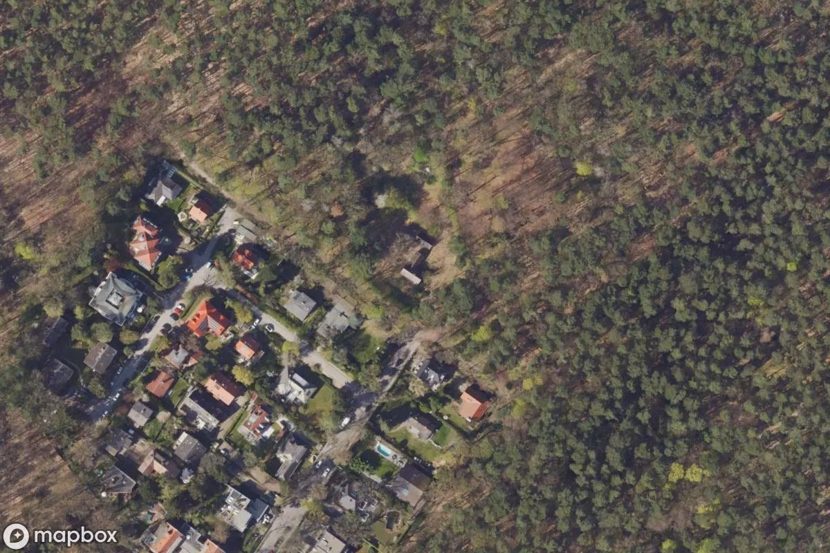 Satelitní letecký pohled na Försterei, opuštěné Statek v Berlin, Německo