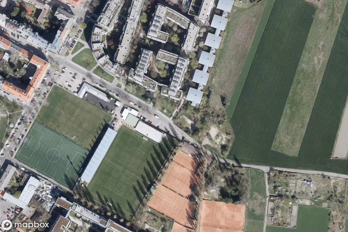 Aerial satellite view of Verlassener Spielplatz, an abandoned  in Vienna, Austria