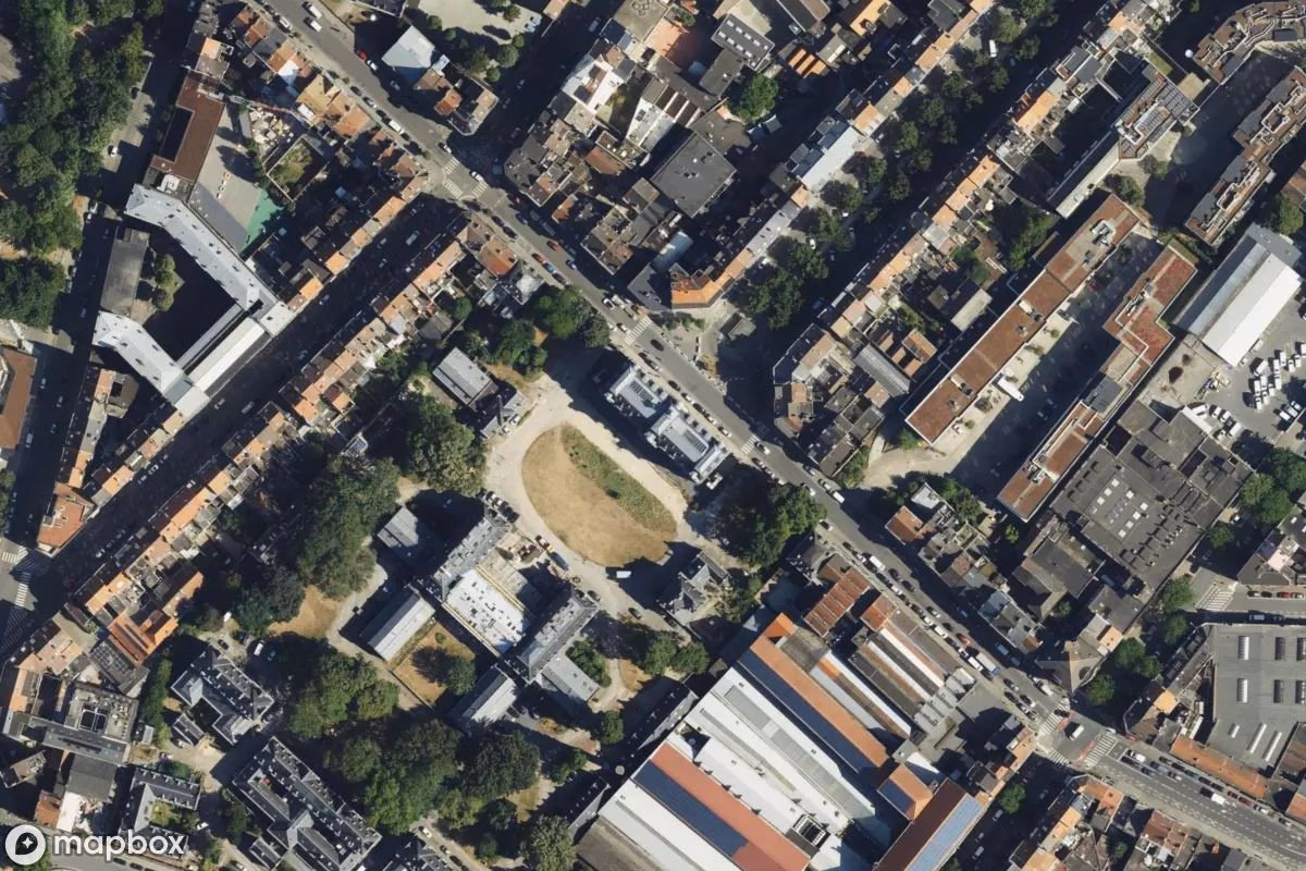 Satelitarny widok z lotu ptaka Horror Labs, opuszczone  w Anderlecht, Belgia