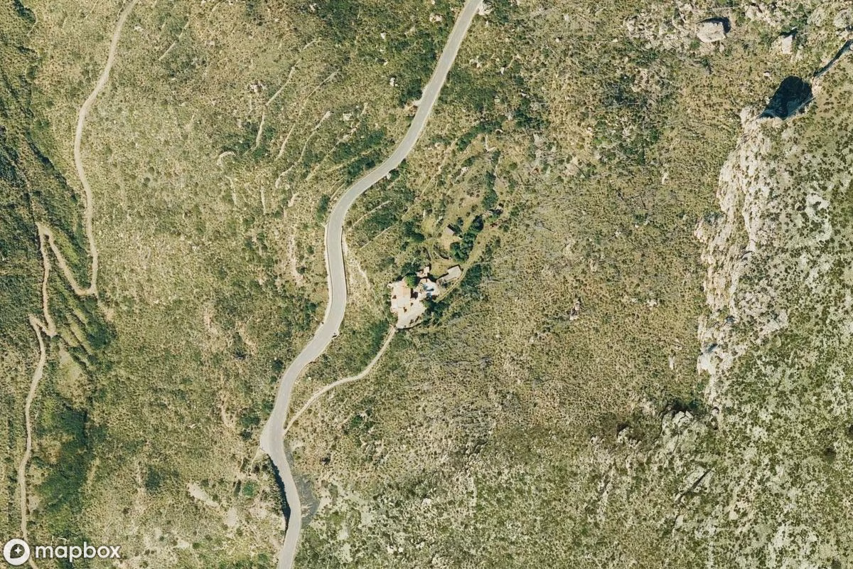 Aerial satellite view of Villa, an abandoned Residence in Andratx, Spain