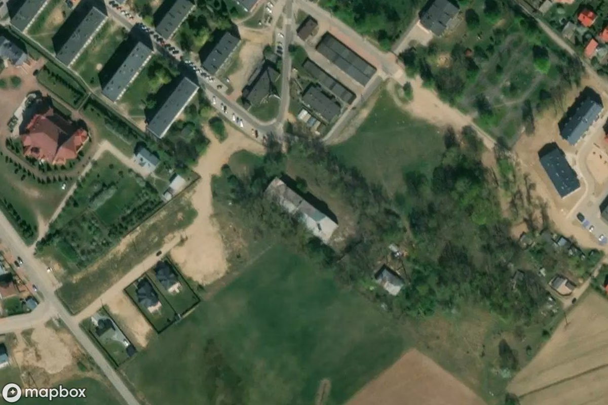 Aerial satellite view of Infektionskrankenhaus, an abandoned Hospital in Sokółka, Poland