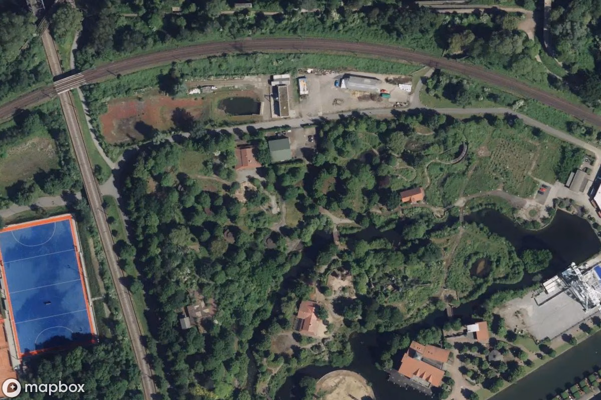 Aerial satellite view of Centro Park Neue Mitte, an abandoned Amusement Park in Oberhausen, Germany