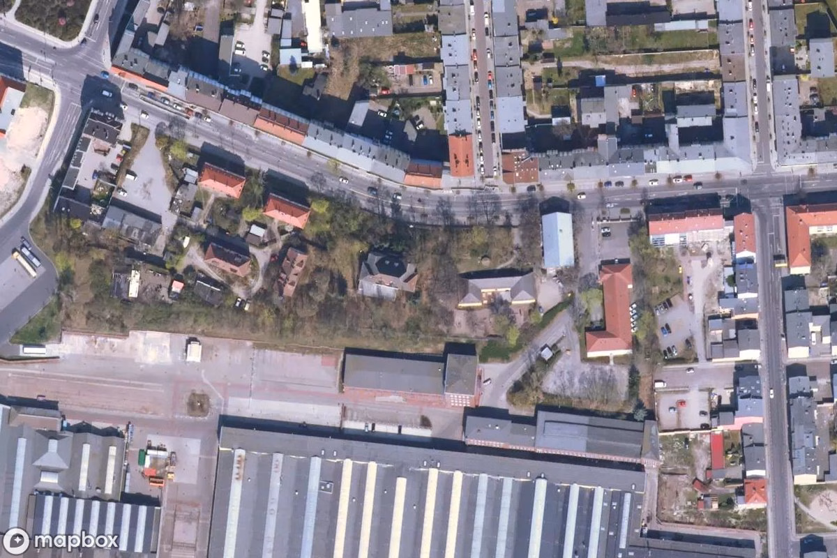 Satellitbillede set fra luften af Russische Kommandostation, et forladt Militært anlæg i Eberswalde, Tyskland